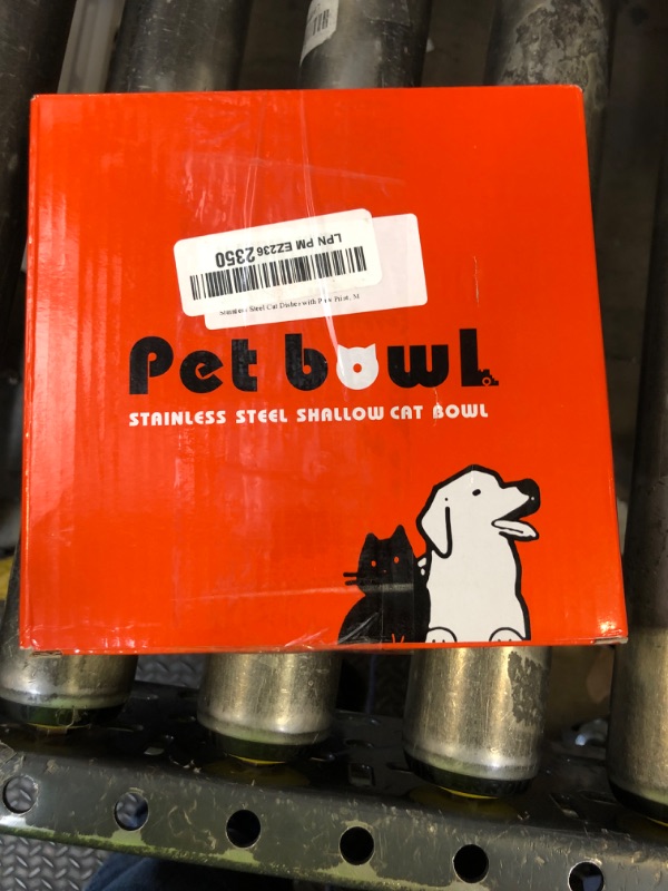 Photo 1 of Stainless Steel Cat Dishes with Paw Pattern, Metal Cat Food Dishes, 6.7" Wide Whisker Friendly Cats Plates, Cute Plates with Non-Slip Pad for Indoor Cats 4 PCS