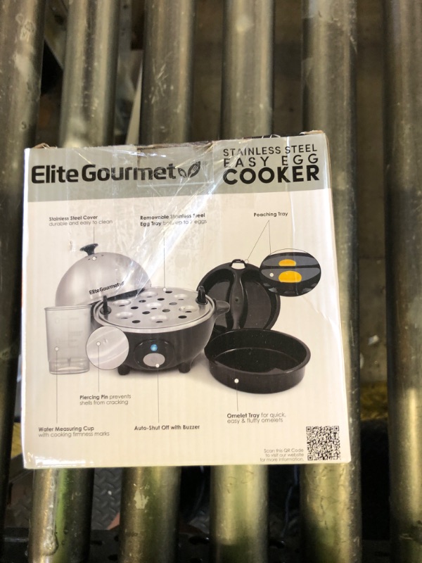 Photo 1 of Elite Gourmet EGC-508 Rapid Egg Cooker, 7 Easy-To-Peel, Hard, Medium, Soft Boiled Eggs, Poacher, Omelet Maker, Auto Shut-Off, Alarm, 16-Recipe Booklet, Stainless Steel