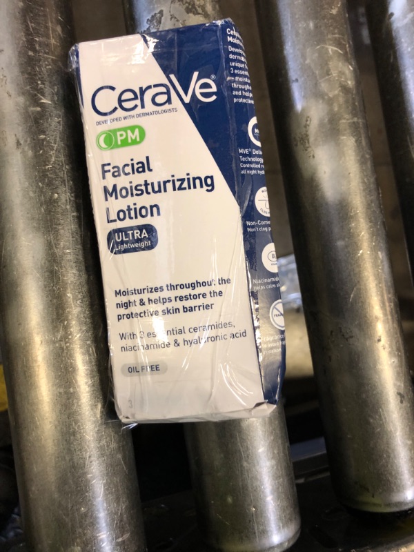 Photo 1 of CeraVe PM Facial Moisturizing Lotion, Night Cream with Hyaluronic Acid and Niacinamide, Ultra-Lightweight, Oil-Free Moisturizer for Face, 3 Ounce