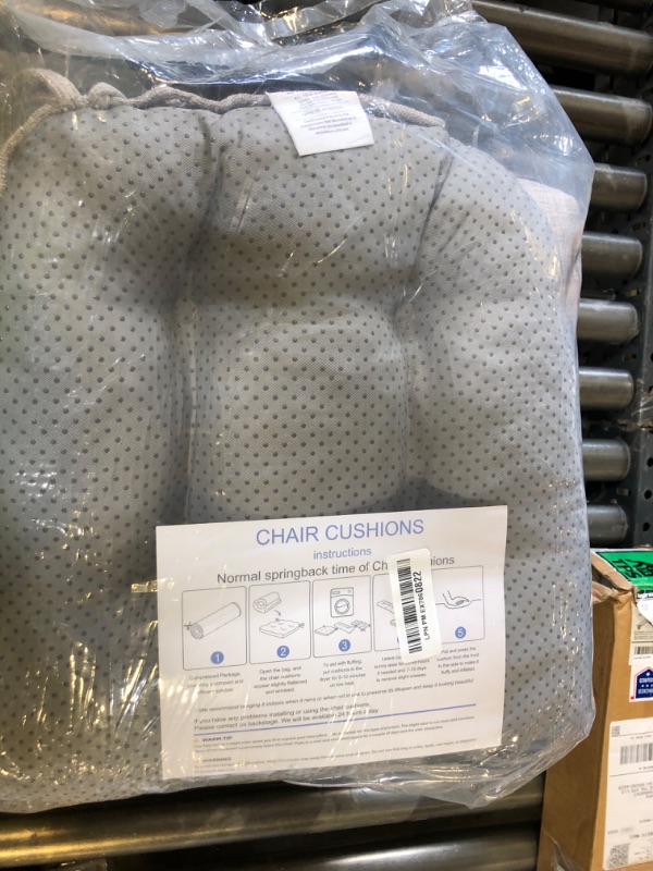 Photo 1 of IPYNBAP Chair Cushions for Dining Chairs Set of 4, Kitchen Chair Cushions, Chair Pads with Ties and Non Slip Backing, Tufted Memory Foam Seat Cushion 4 Pack, 15.5" x 15.5" x 4", Light Gray