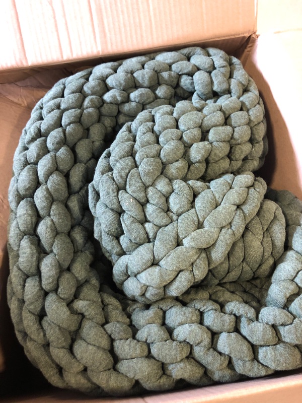 Photo 1 of YnM Weighted Blanket, Handmade Chunky Knitted Design, Soft and Cozy, Temperature Regulating and Breathable, Machine Washable Throw for Sleep or Home Decor (Forest Green, 60x80 Inch, 15lbs)