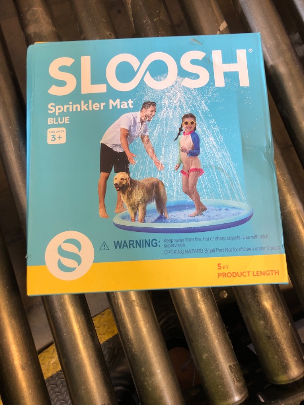 Photo 1 of SLOOSH 60" Non-Slip Splash Pad Sprinkler - Outdoor Water Toys Play Mat for Toddlers Kids Dogs, Outside Thickened Sprinkler Pool Party Durable Backyard Fountain for Girls Boys Pets (60in, Blue)