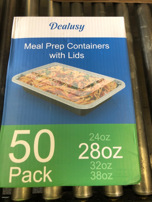 Photo 1 of Dealusy 50 Pack (100-Piece) 28 oz Meal Prep Containers Reusable with Lids, Sturdy Leakproof & Food Safe, Microwave, Freezer, Dishwasher Safe Prep Containers, To Go Take Out Plastic Food Storage