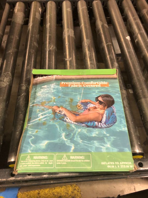 Photo 1 of SLOOSH Inflatable Pool Noodle Chair,Pool Floats Chair Adult with Plant Pattern,Floating Water Hammock,Blow up Pool Noodles Rafts for Relaxing Swimming Party Summer Water Beach Lake Fun,Blue