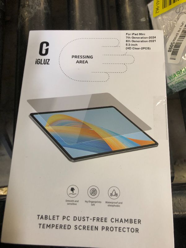 Photo 1 of iGluz 2 Pack for iPad Mini 8.3"(A17 Pro 7th/6th Gen 2024/2021) 9H+ Tempered Glass Screen Protector with Easy-Install Box[12FT Grade Shatterproof] Apple Pencil Compatible,HD Clarity,Scratch Resistant