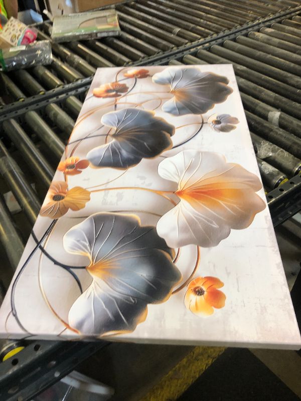 Photo 1 of CANEITO Lotus Leaf Wall Art for Bedroom, Blue and White Leaves Canvas Wall Decor for Living Room, Picture Print Artwork for Office, Size 40 x 20 Inches
