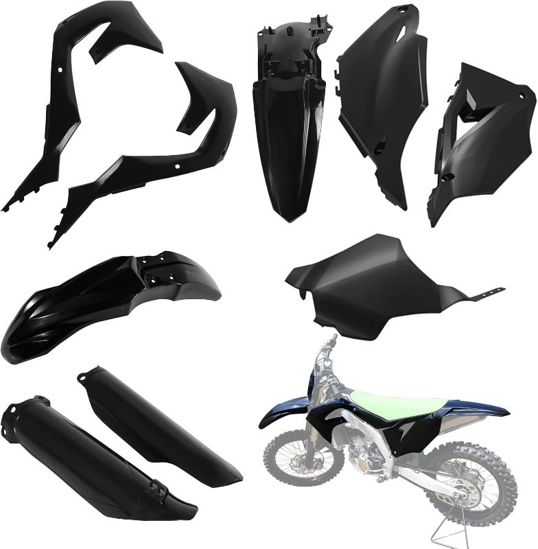 Photo 1 of Plastic Fairing Fender Kit for Kawasaki KX250, Black Full Panel Protection Parts for Kawasaki KX250X KX450X 2012-2022, KX450 2019-2022 Plastic Accessories
