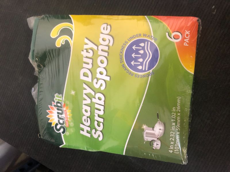 Photo 1 of (6 Pack) Heavy Duty Scrub Sponges by SCRUBIT – Kitchen Dish, Sink and Bathroom Cleaning Scrubber Sponge - with Non-Smell Scouring Pad