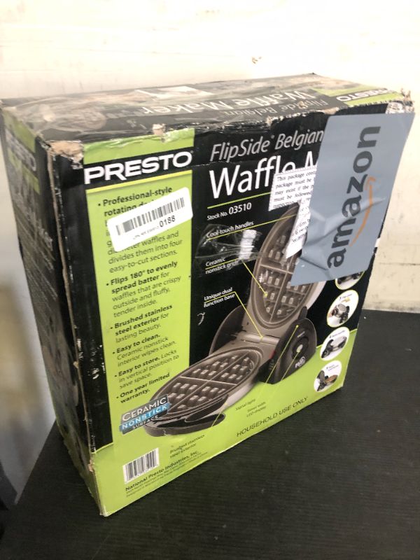 Photo 1 of Presto 03510 Ceramic FlipSide Belgian Waffle Maker, Nonstick, Cool Touch Handles, Black