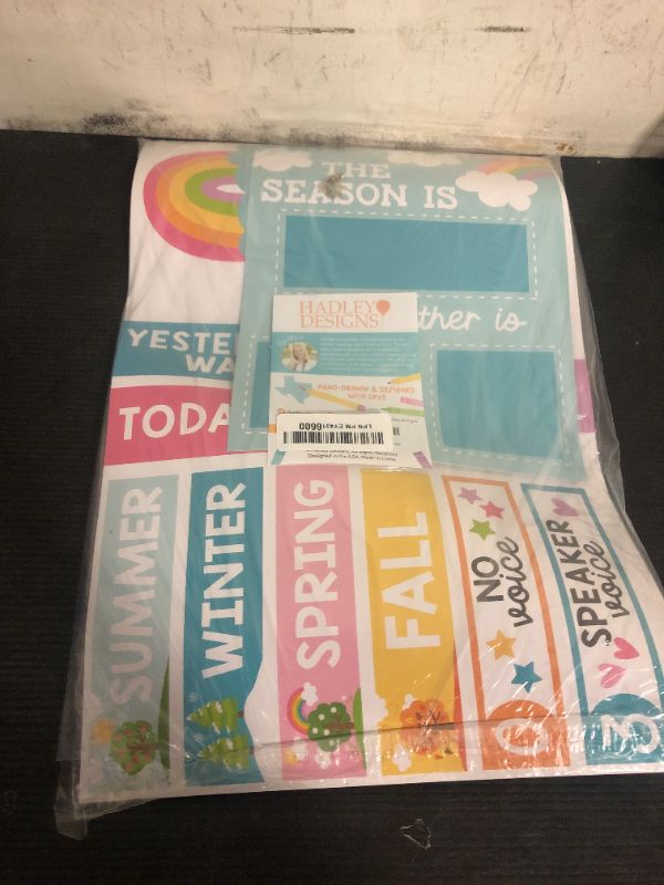 Photo 1 of Classroom Calendar Set Bulletin Board Decor – School Calendar For Classroom Elementary & Preschool, Bulletin Board Decorations With Weather Chart & Seasons, Pastel Teacher Must Haves