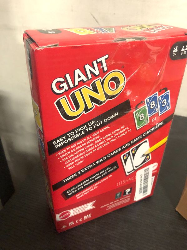 Photo 1 of Mattel Games Giant UNO Card Game for Kid, Adult & Families, Color Blind Accessible & Customizable Large Deck
