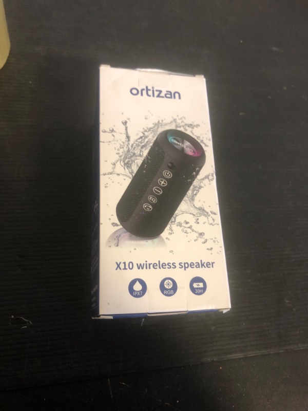 Photo 1 of Ortizan Portable Bluetooth Speaker: IPX7 Waterproof, 24W Loud Sound, Deep Bass, Bluetooth 5.3, LED Lights, Wireless Stereo Pairing, 30H Playtime, for Home/Outdoor/Party/Beach, Birthday Gift (Black)