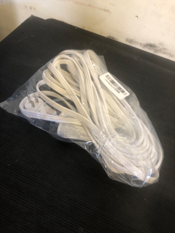 Photo 1 of DEWENWILS 25FT Flat Plug Extension Cord, 3 Prong Ultra Thin Power Strip, 360° Rotating Plug, 13A/125V/1625W, 16 Awg Grounded Flat Power Cable for Indoor Narrow Space, SPT-3, ETL Listed, White