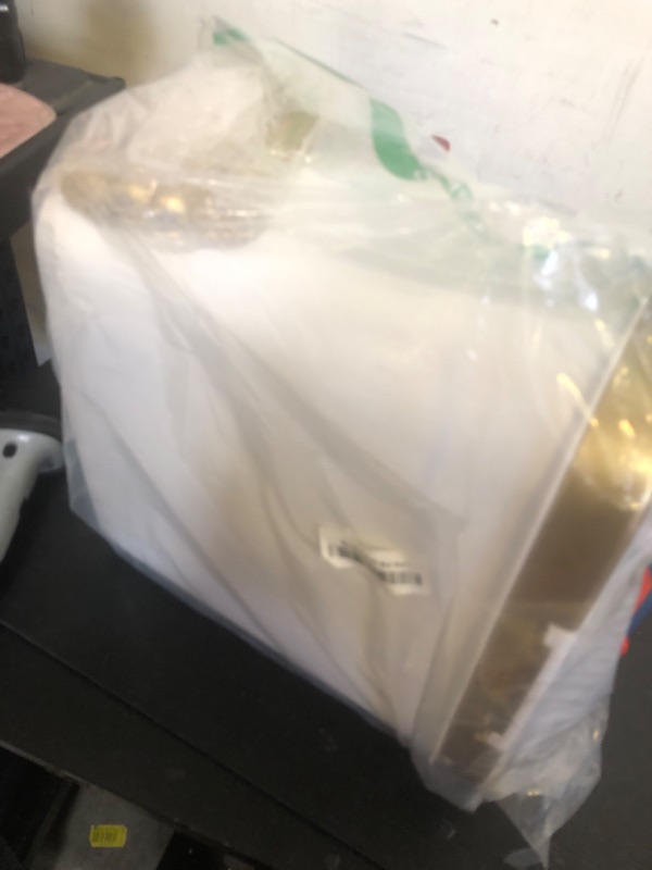 Photo 1 of Procade Bathroom Trash Can with Lid, Plastic Garbage Can with Legs, 4 Gallon Gold Trash Bin with Push Button, Narrow White Trash Can Waste Basket for Bedroom, Living Room,Office?Dog Proof Trash Bin