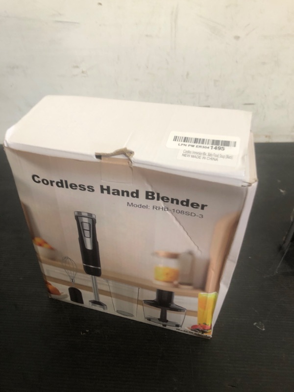 Photo 1 of Cordless Immersion Blender Handheld: 4-in-1 Cordless Hand Blender with 500ml Chopper, 600ml Beaker, Egg Whisk, 8 Speeds Hand Stick with USB Rechargeable for Smoothies, Baby Food, Soup (Black)