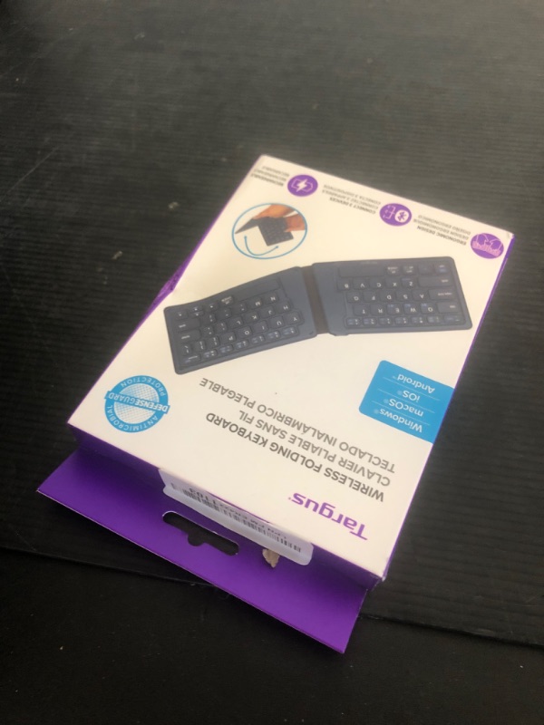 Photo 1 of Targus Ergonomic Foldable Bluetooth Keyboard, Split Travel Keyboard Wireless, Rechargeable Portable Wireless Keyboard for Android iPhone Microsoft & Apple Tablets, Blue (PKF00302US)