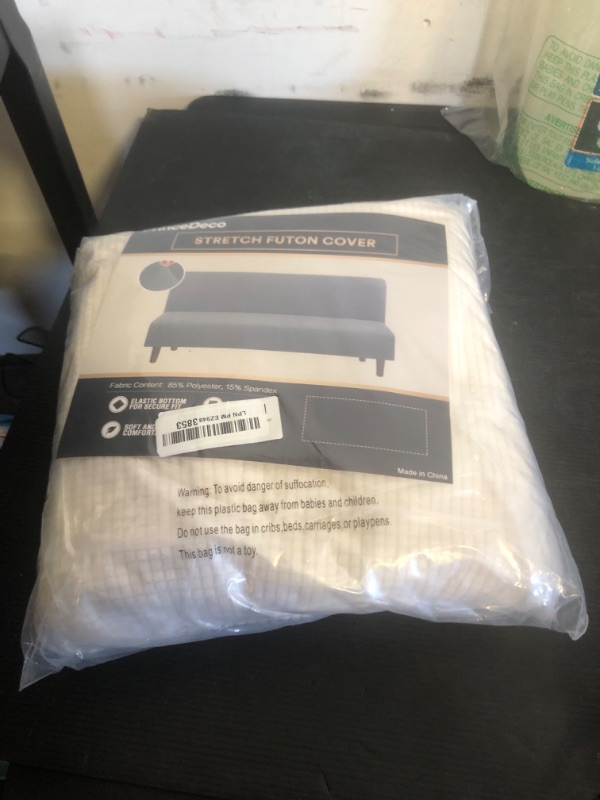 Photo 1 of PrinceDeco Stretch Armless Futon Cover Futon Slipcover Full Queen Size Couch Cover Futon Sofa Bed Cover Furniture Protector with Elastic Bottom, Machine Washable,Ivory