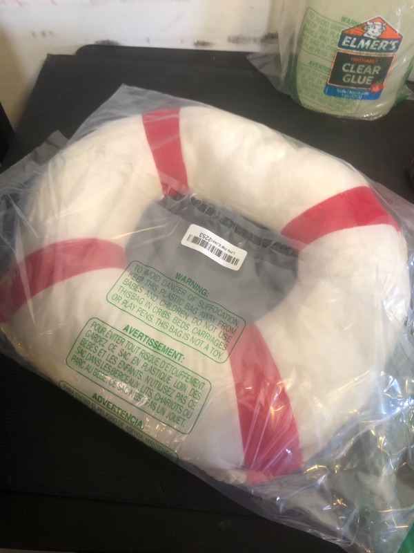 Photo 1 of Marble Empire Life Ring Buoy Plush Pillow Nautical Decorative Throw Pillows Coastal Beach Themed Stuffed Pillow for Home Bed Couch