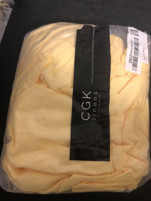 Photo 1 of Twin Fitted Bed Sheet - Bottom Single Fitted Sheet Only - Ultra-Soft Hotel Luxury Bedding w/ 8-16 Inch Deep Pockets - Breathable, Cooling & Wrinkle Free - Easy-Care, Fade & Shrink Resistant - Yellow