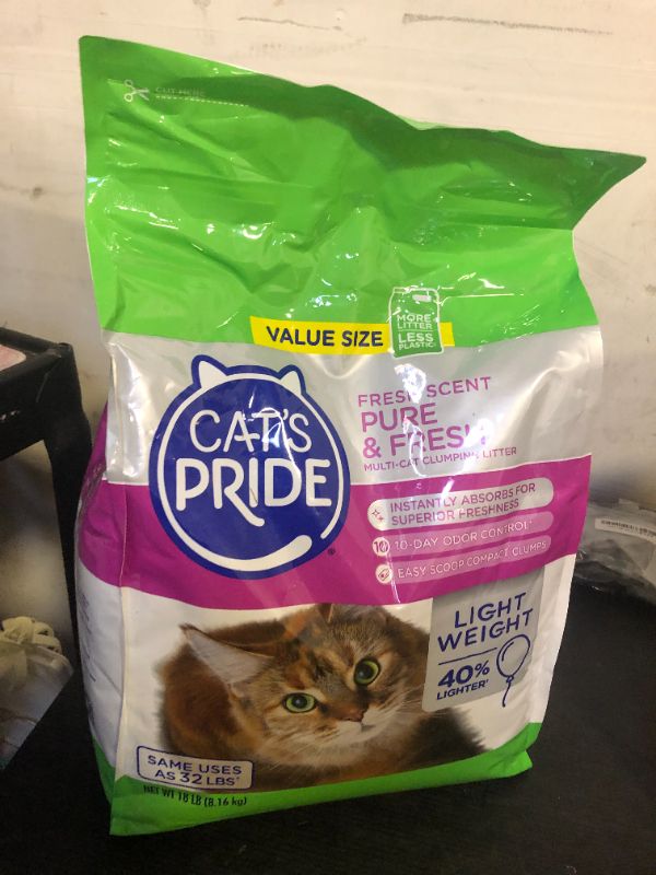 Photo 1 of Cat's Pride Premium Lightweight Clumping Litter: Pure & Fresh - Up to 10 Days of Powerful Odor Control - Multi-Cat, Scented, 18 Pounds