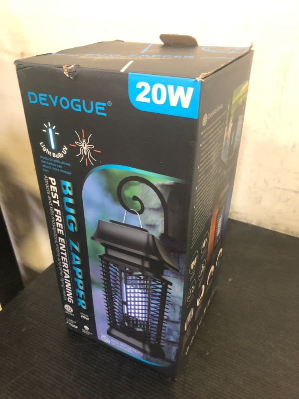 Photo 1 of DEVOGUE Electric Bug Zapper - Electric Blue Violet Attract Insect Light - Modern Stylish Mosquito Fly Killer - Fly Mosquito Control Bug Zapper Outdoor & Home and Kitchen (Black)