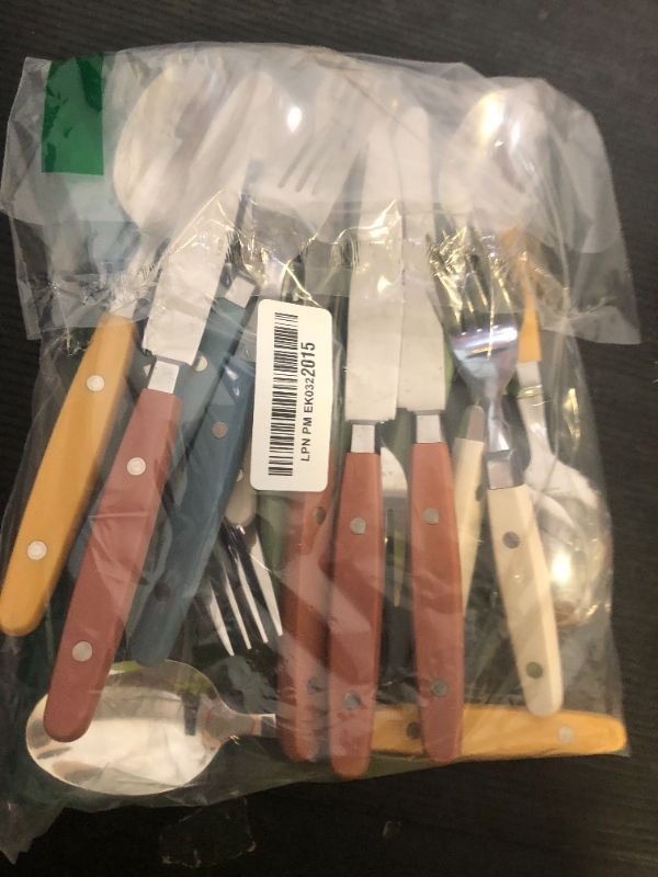 Photo 1 of ANNOVA Silverware Set Stainless Steel Cutlery Color Handle With Rivet/Retro Flatware (Morandi Mix, 20 Pieces)