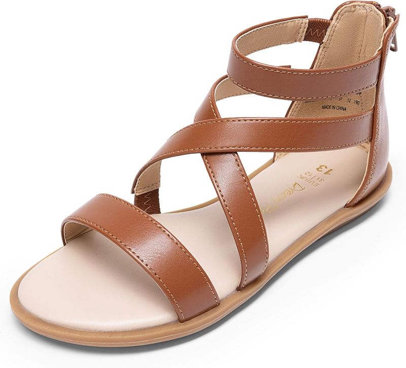 Photo 1 of DREAM PAIRS Girls Gladiator Sandals with Zipper Strappy Sandals Toddler/Little Kid/Big Kid, Size 13L