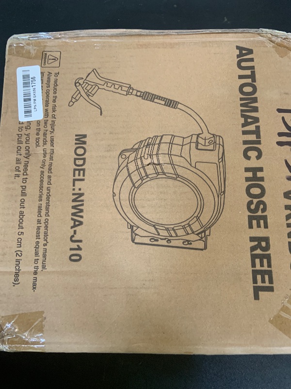 Photo 1 of Vkndoynt Retractable Air Hose Reel, 1/4 IN x 50 FT Hybrid Polymer Hose, Auto Rewind, Wall Mount, Dark Gray/Yellow