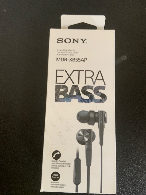 Photo 1 of Sony MDRXB55AP Wired Extra Bass Earbud Headphones/Headset with Mic for Phone Call, Black
