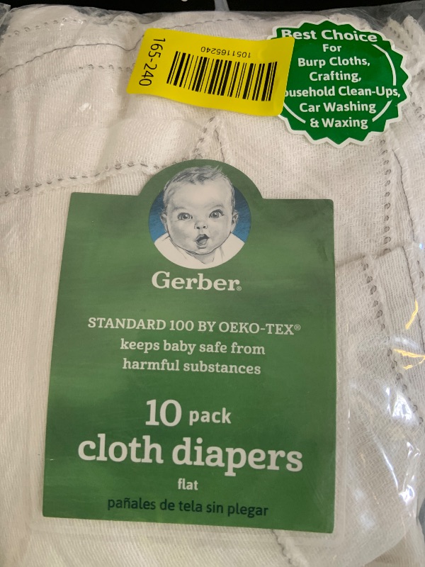 Photo 1 of Gerber Unisex Baby Boys Girls Birdseye Flatfold Cloth Diapers Multipack White 10 Pack