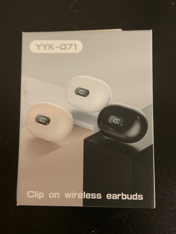 Photo 1 of Clip On Earbuds Bluetooth 5.3 Wireless Earbuds Open Ear Bone Conduction Headphones Sport Earphones with LED Digital Display Charging Case Built-in Mic IPX7 Waterproof for Running Fitness Black Orange