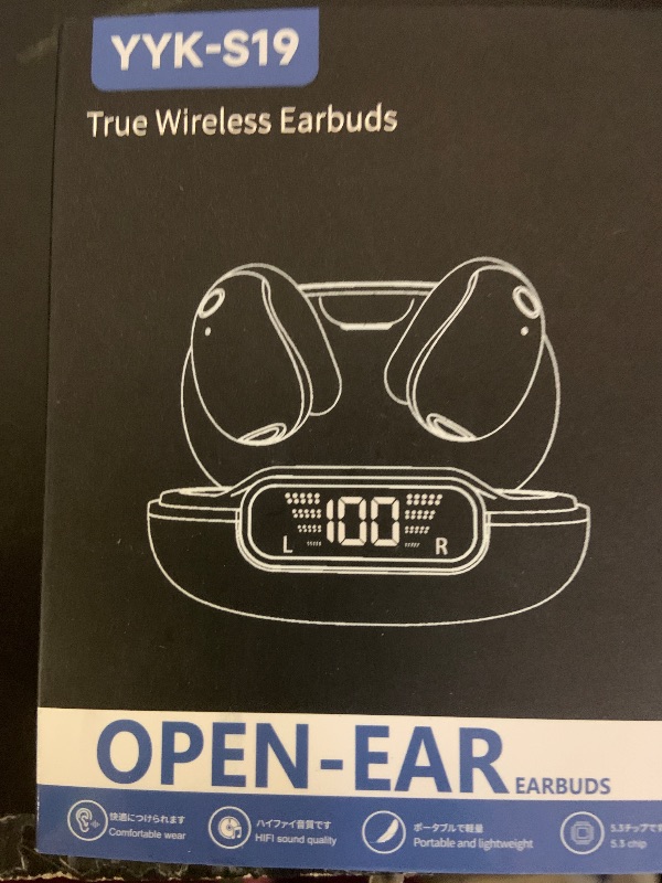 Photo 1 of Open Ear Earbuds Wireless Bluetooth 5.3 Earphones, Flexible Clip On Ear buds with 36H Playtime LED Display Bone Conduction Headphones, IPX7 Waterproof Light Weight Fit for Every Ear, Sport, Workout
