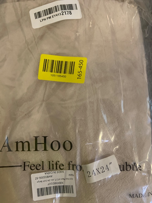 Photo 1 of AmHoo Pack of 2 Throw Pillow Covers 100% Cotton Pre Washed Ruffle Decorative Pillowcase Cushion for Couch Sofa Bedroom 24 x 24-Inch Beige