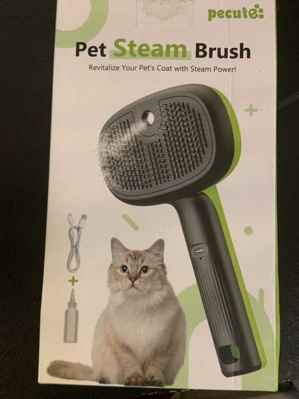 Photo 1 of Pecute Cat Steam Brush, Self-Cleaning Steam Cat Brush with 2 Water Spray Modes, Large Capacity Tank, Steaming Renu Dog Brush for Shedding Massaging Grooming, Cool Mist Only