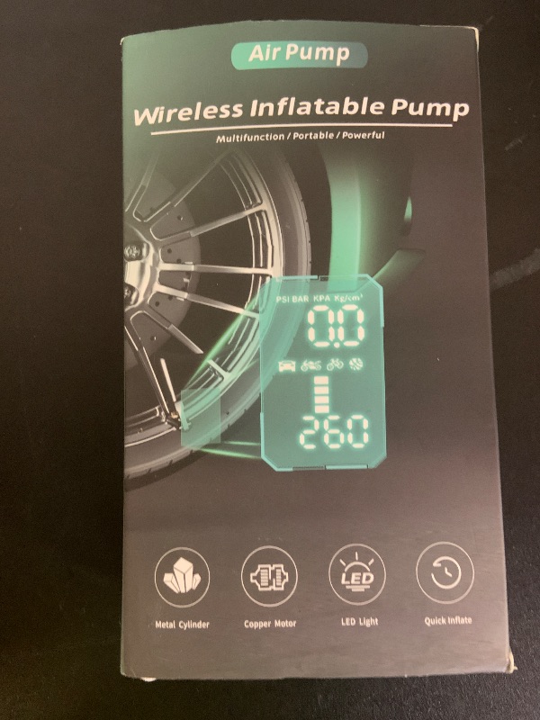 Photo 1 of Yawyard Tire Inflator Portable Air Compressor/Pump for Car Tires w/Digital Tire Pressure Gauge - Air Compressor (120 PSI) - Motorcycle, Electric Bike Pump and Bicycle Pump w/LED Light