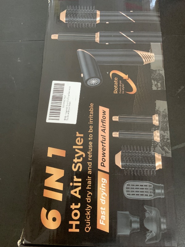 Photo 1 of 6 in 1 Hair Dryer Brush, Foldable Blow Dryer Brush with Wrap Curler, Detachable Air Hair Styler Curling, Drying,Volumizing, Straightening