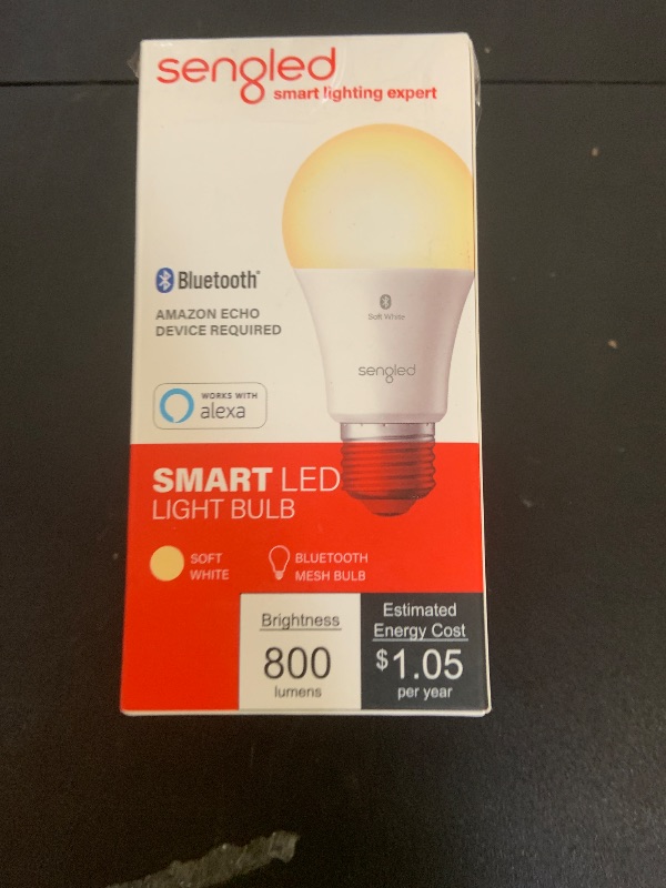 Photo 1 of Sengled Alexa Light Bulb, S1 Auto Pairing with Alexa Devices, Warm Smart Light Bulbs, Bluetooth Mesh Smart Home Lighting, E26 60W Equivalent, 800LM, 1-Pack