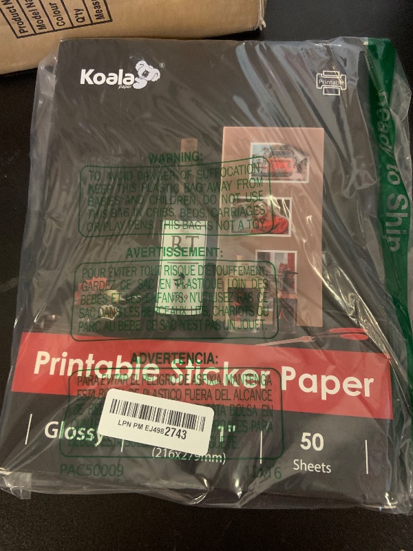 Photo 1 of (50 Sheets) Koala Glossy Sticker Paper for Inkjet Printer, Printable Sticker Paper White, 8.5x11 Inch Self-Adhesive Photo Sticker Printer Paper