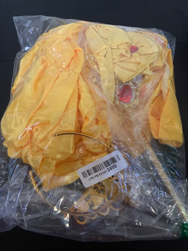 Photo 1 of Chektin Princess Dress for Girls Halloween Costume Kids with Accessories Clothes Toddler Cosplay Birthday Party Yellow 3T