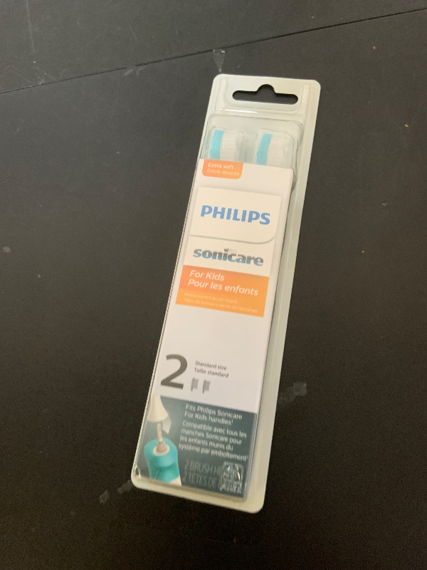 Photo 1 of Philips Sonicare for Kids 7+ Genuine Replacement Toothbrush Heads, 2 Brush Heads, Turquoise and White, Standard, HX6042/94
