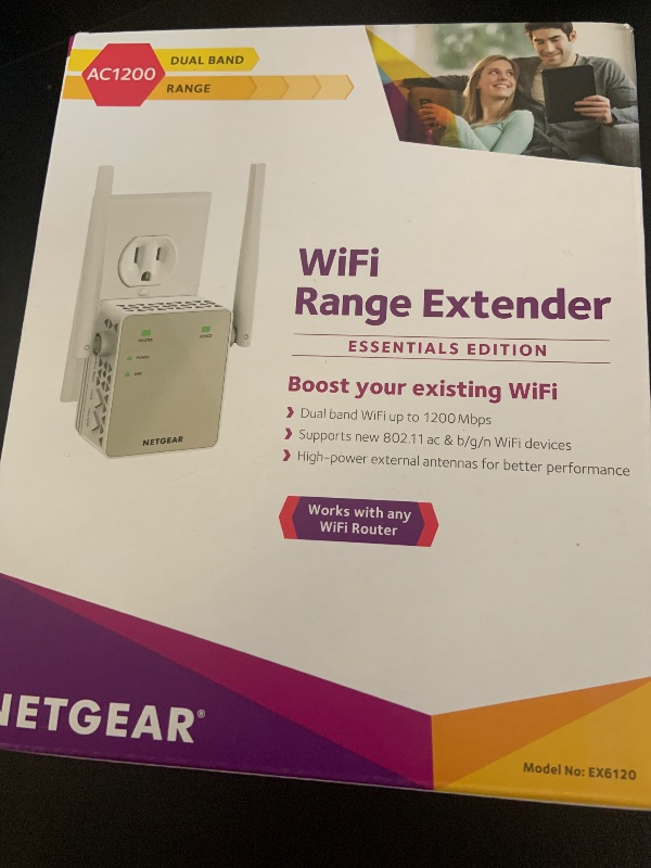 Photo 1 of NETGEAR Wi-Fi Range Extender EX6120 - Coverage Up to 1500 Sq Ft and 25 Devices with AC1200 Dual Band Wireless Signal Booster & Repeater (Up to 1200Mbps Speed), and Compact Wall Plug Design, White