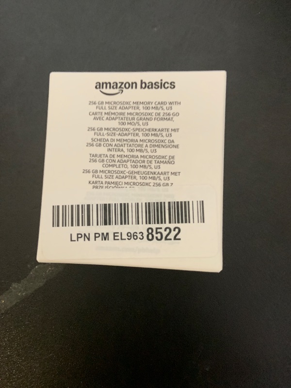 Photo 1 of Amazon Basics Micro SDXC Memory Card with Full Size Adapter, A2, U3, Read Speed up to 100 MB/s, 256 GB, Black