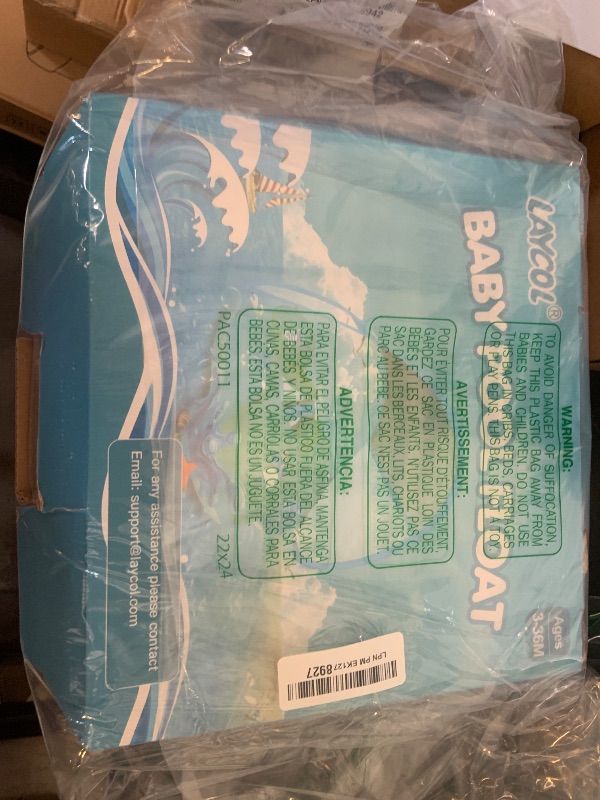 Photo 1 of LAYCOL Baby Swimming Float Inflatable Baby Pool Float Ring with Sun Protection Canopy,add Tail no flip Over for Age of 3-36 Months (Blue, L)
