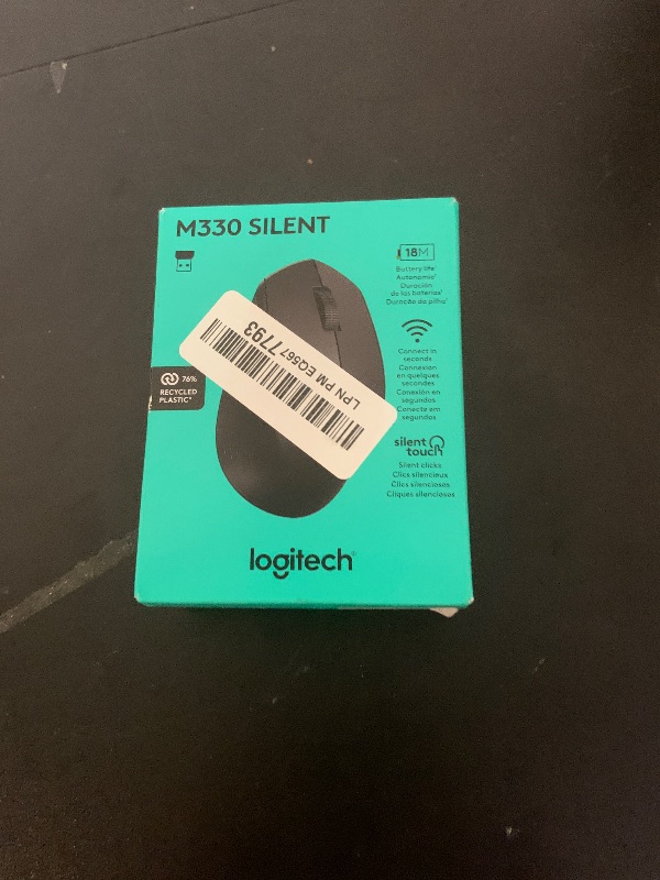 Photo 1 of Logitech M330 SILENT Wireless Mouse, 2.4GHz with USB Receiver, Optical Tracking, Quiet & Lightweight, Long Battery Life, for PC, Mac, Laptop, Chromebook - Black
