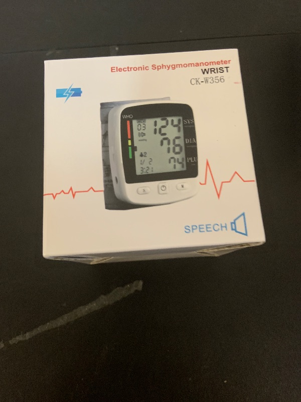 Photo 1 of Blood Pressure Monitor Digital Wrist BP Machine Automatic Adjustable Cuff ( 5.3 to 7.7 in) with 2 Users 180 Memory Voice Broadcast Large LCD Display USB Charging Cable Carrying Case