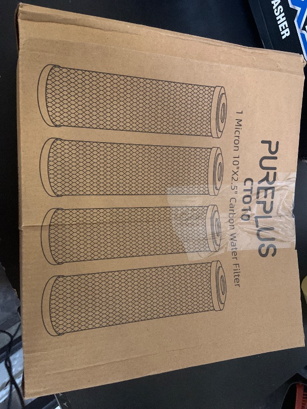 Photo 1 of 1 Micron 2.5" x 10" Whole House CTO Carbon Water Filter Cartridge Replacement for Under Sink Water Filter System, Dupont WFPFC8002, WFPFC9001, FXWTC, SCWH-5, WHEF-WHWC, WHCF-WHWC, AMZN-SCWH-5, 4Pack
