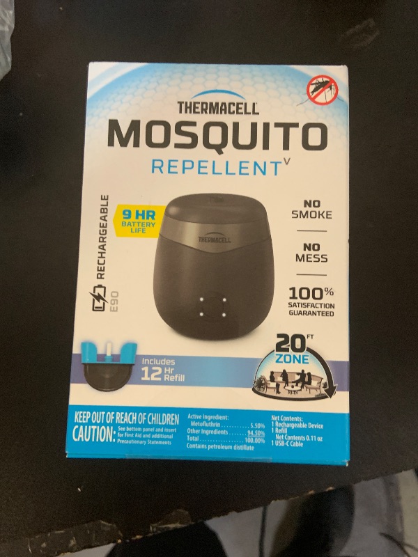 Photo 1 of Thermacell Mosquito Repeller E-Series Rechargeable with 20' Mosquito Protection Zone; Up to 9-Hr Battery Life; Includes 12-Hr Refill; Flame or Scent; DEET-Free Bug Spray Alternative