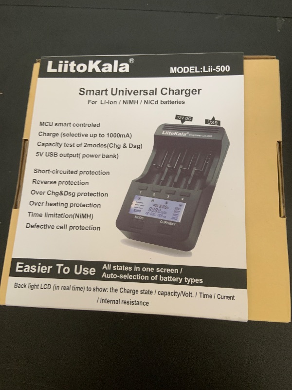 Photo 1 of 18650 Battery Charger, MIEKLALE 4 Bay Battery Charger with LCD Display,Battery Capacity Tester Charger for Rechargeable Batteries Li-ion NI-MH NI-Cd AA AAA 26650 18350 13650 16340 18700 RCR123