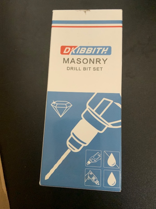 Photo 1 of 10-Piece Masonry Drill Bit Set for Concrete Tile Glass Ceramic Brick,1/8 to 1/2 Inch Drilling Bits with Triangle Handle,Tungsten Steel Alloy Tip.?Black?