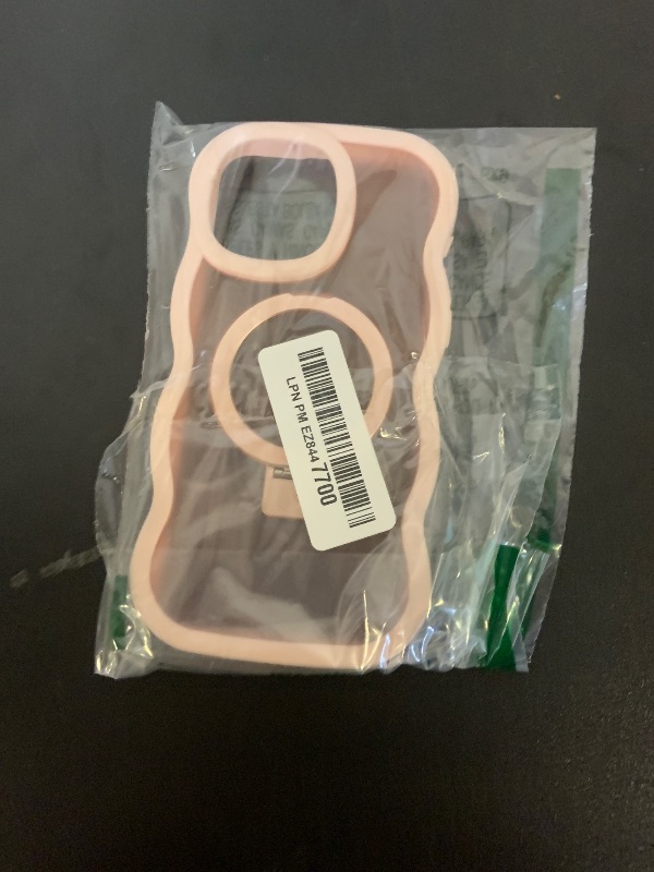 Photo 1 of [Cute Wave Frame+Mag Stand] Designed for iPhone 15 Pro Max Case, [Fit for MagSafe] Translucent Silicone Protective Magnetic Ring Phone Case Cover for iPhone 15 Promax 6.7 inch Men Women, Pink